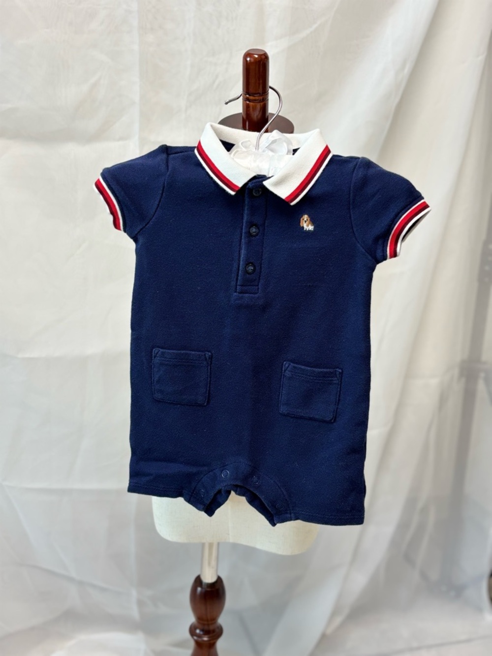 Janie and Jack Navy, White & Red Infant Romper 3-6 months